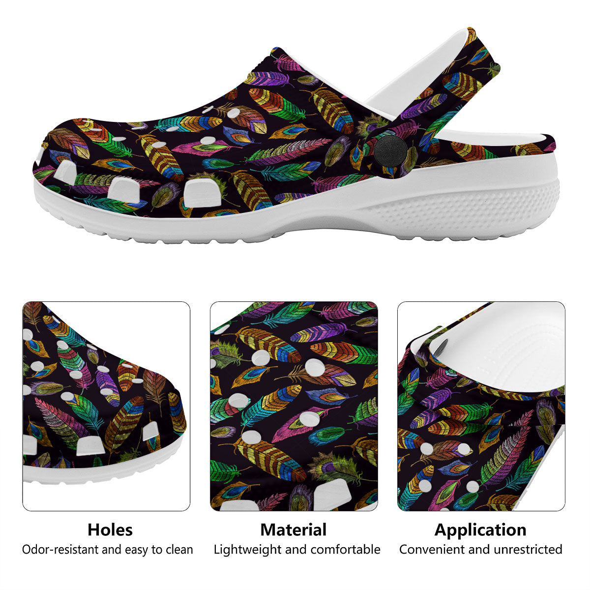 Feather Native Print Pattern Clog-grizzshop