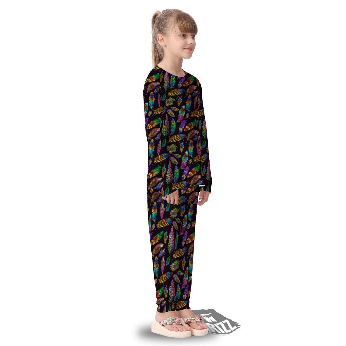 Feather Native Print Pattern Kid's Pajamas-grizzshop