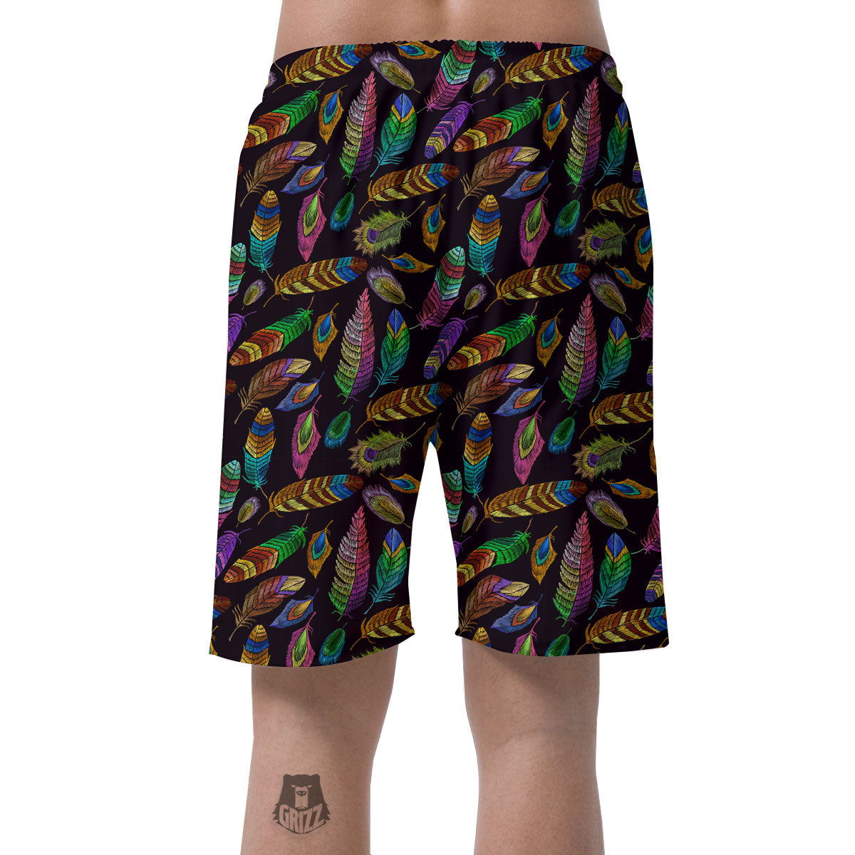 Feather Native Print Pattern Men's Shorts-grizzshop