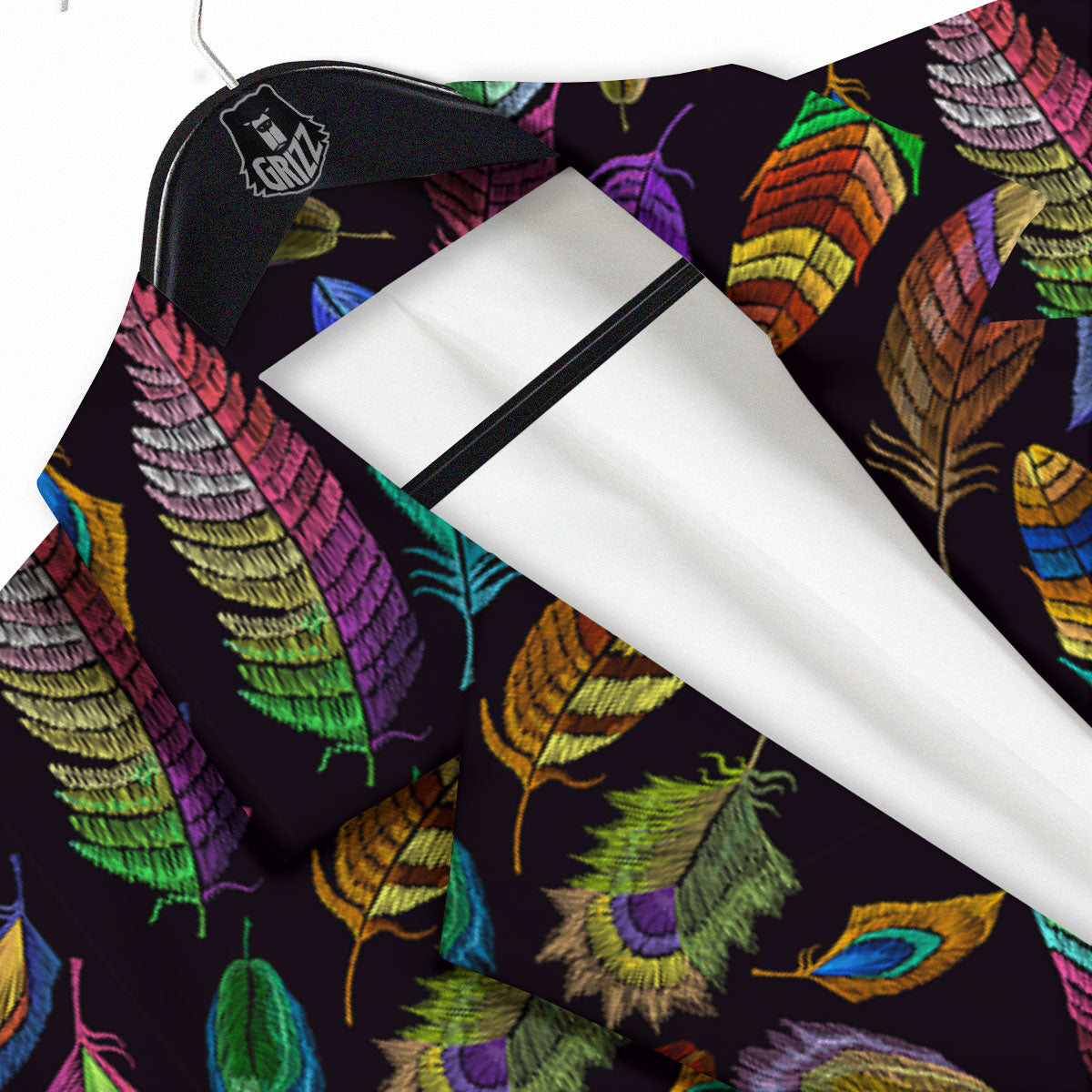 Feather Native Print Pattern Men's Sport Coat-grizzshop