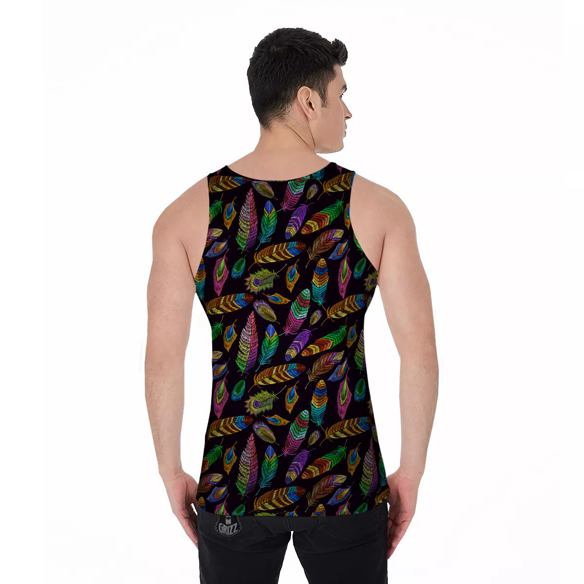 Feather Native Print Pattern Men's Tank Top-grizzshop