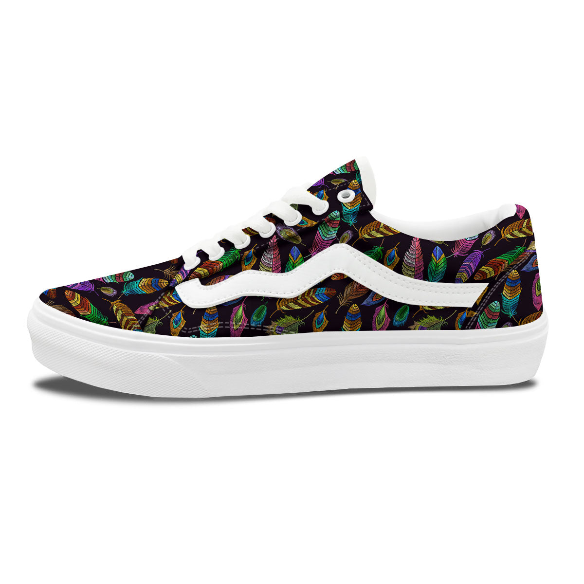 Feather Native Print Pattern Skate Shoes-grizzshop