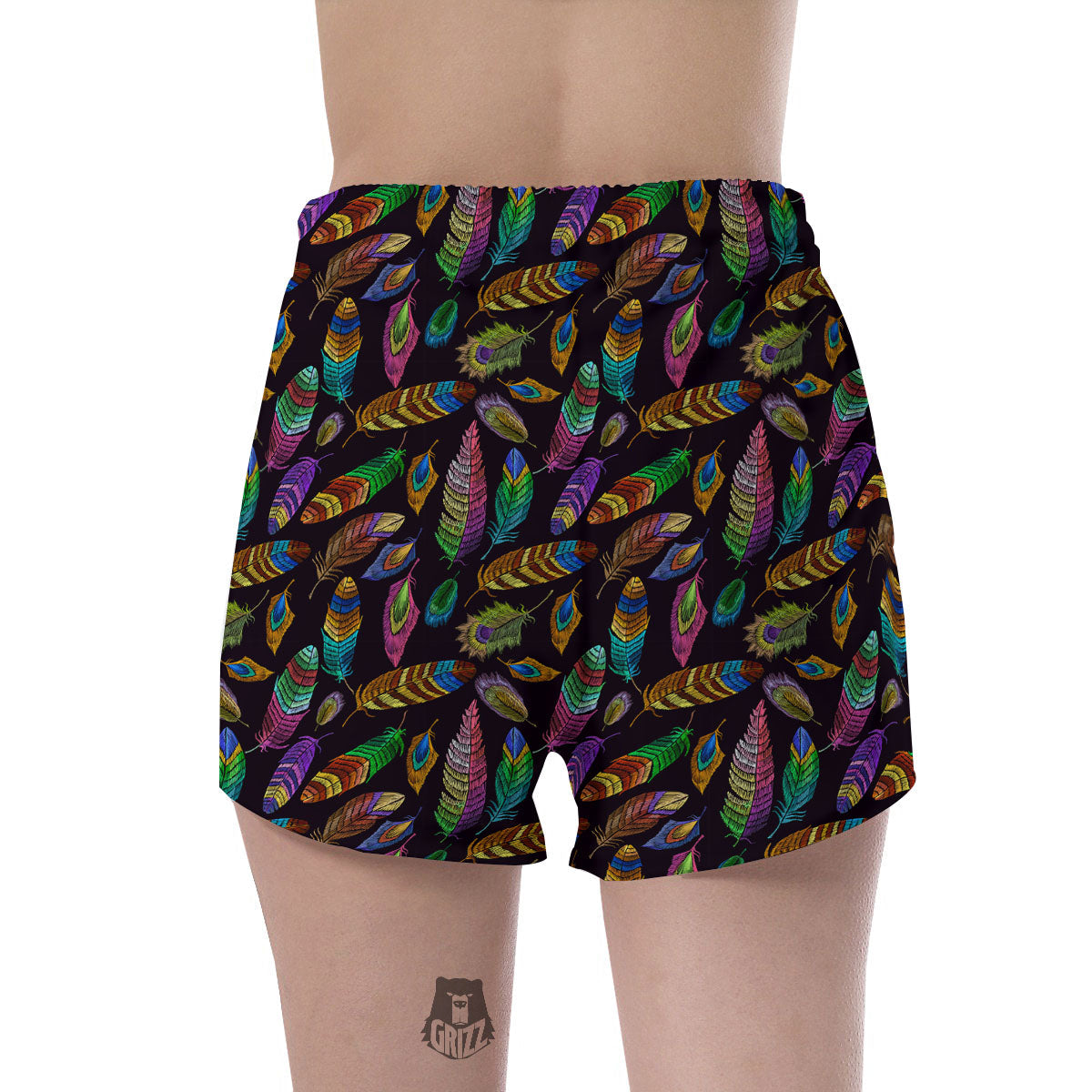Feather Native Print Pattern Women's Shorts-grizzshop