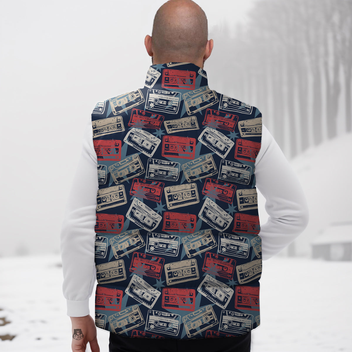 Feather Peacock Pattern Print Down Vest-grizzshop