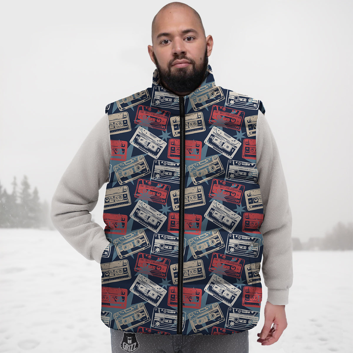Feather Peacock Pattern Print Down Vest-grizzshop