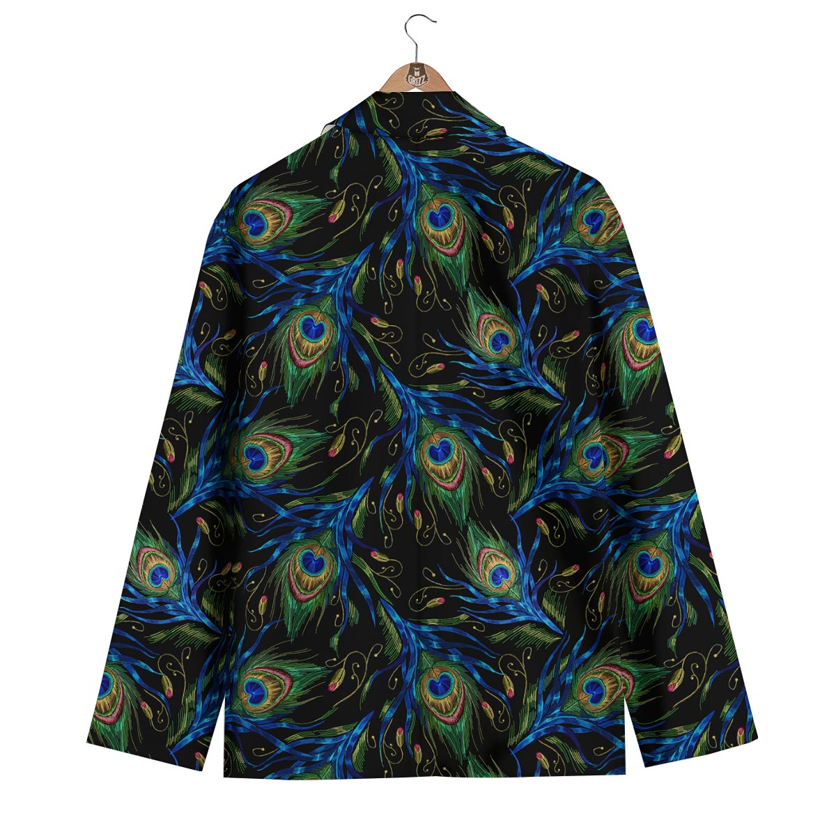 Feather Peacock Pattern Print Men's Blazer-grizzshop