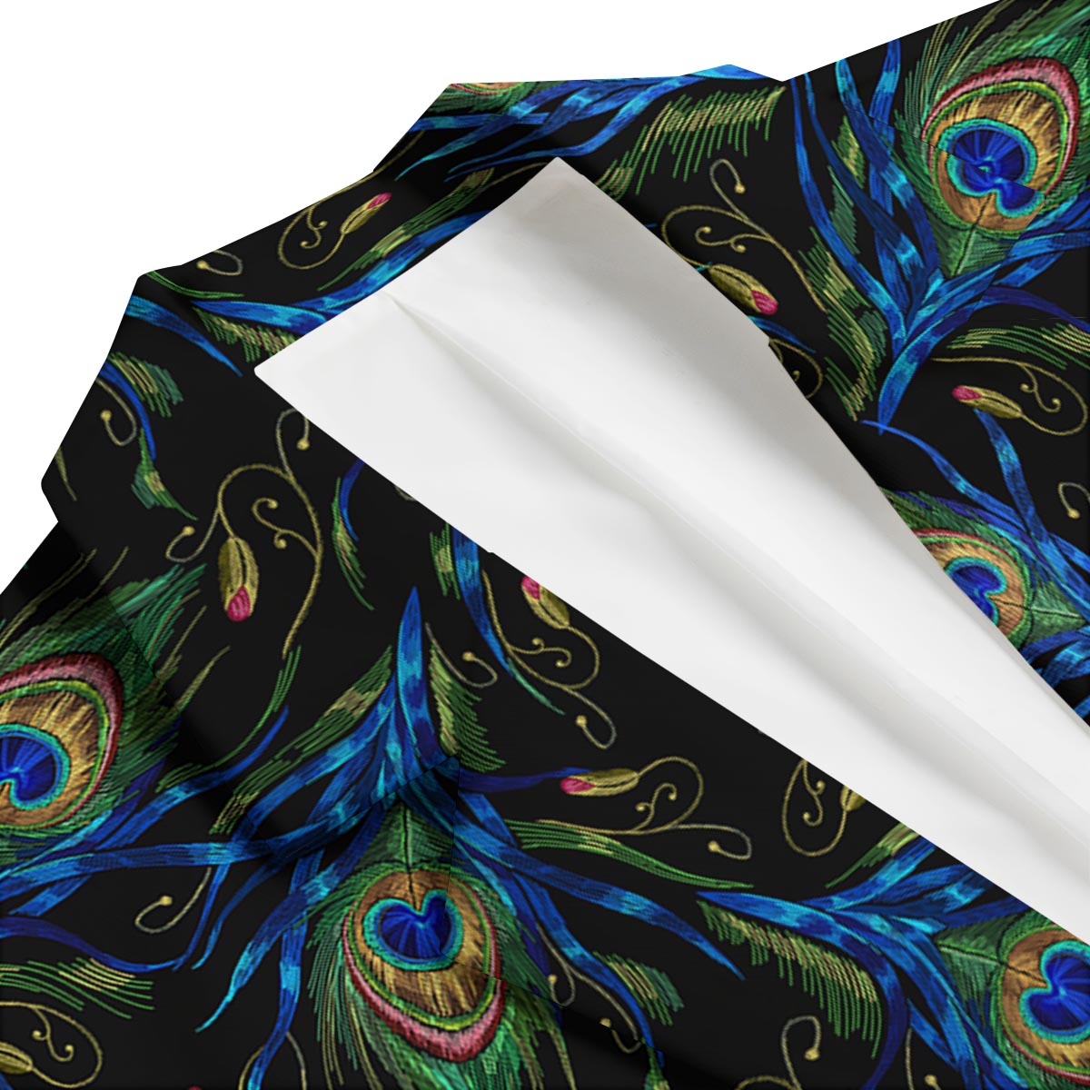 Feather Peacock Pattern Print Men's Blazer-grizzshop
