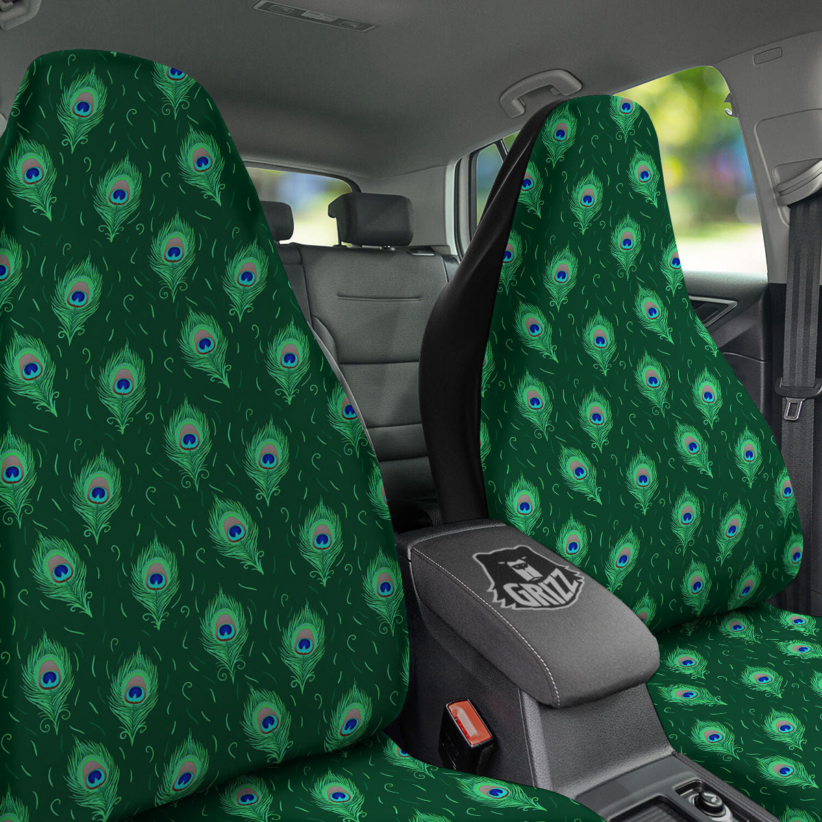 Feather Peacock Print Pattern Car Seat Covers-grizzshop