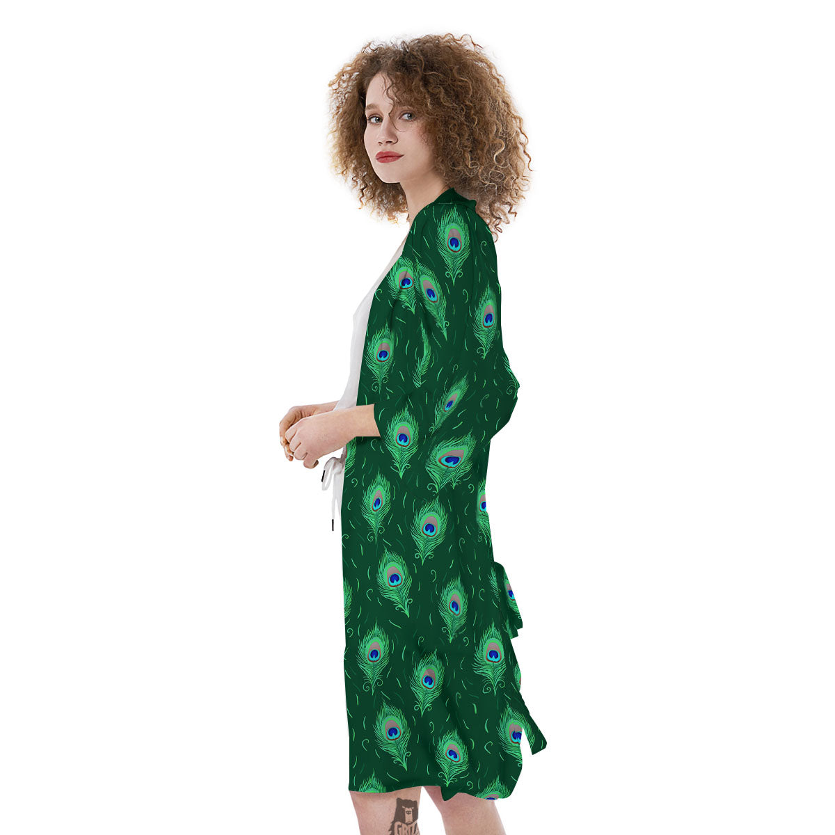 Feather Peacock Print Pattern Kimono-grizzshop