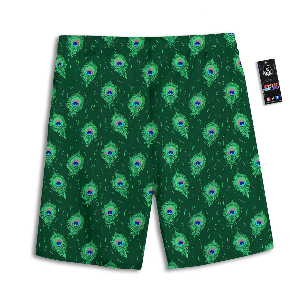 Feather Peacock Print Pattern Men's Athletic Shorts