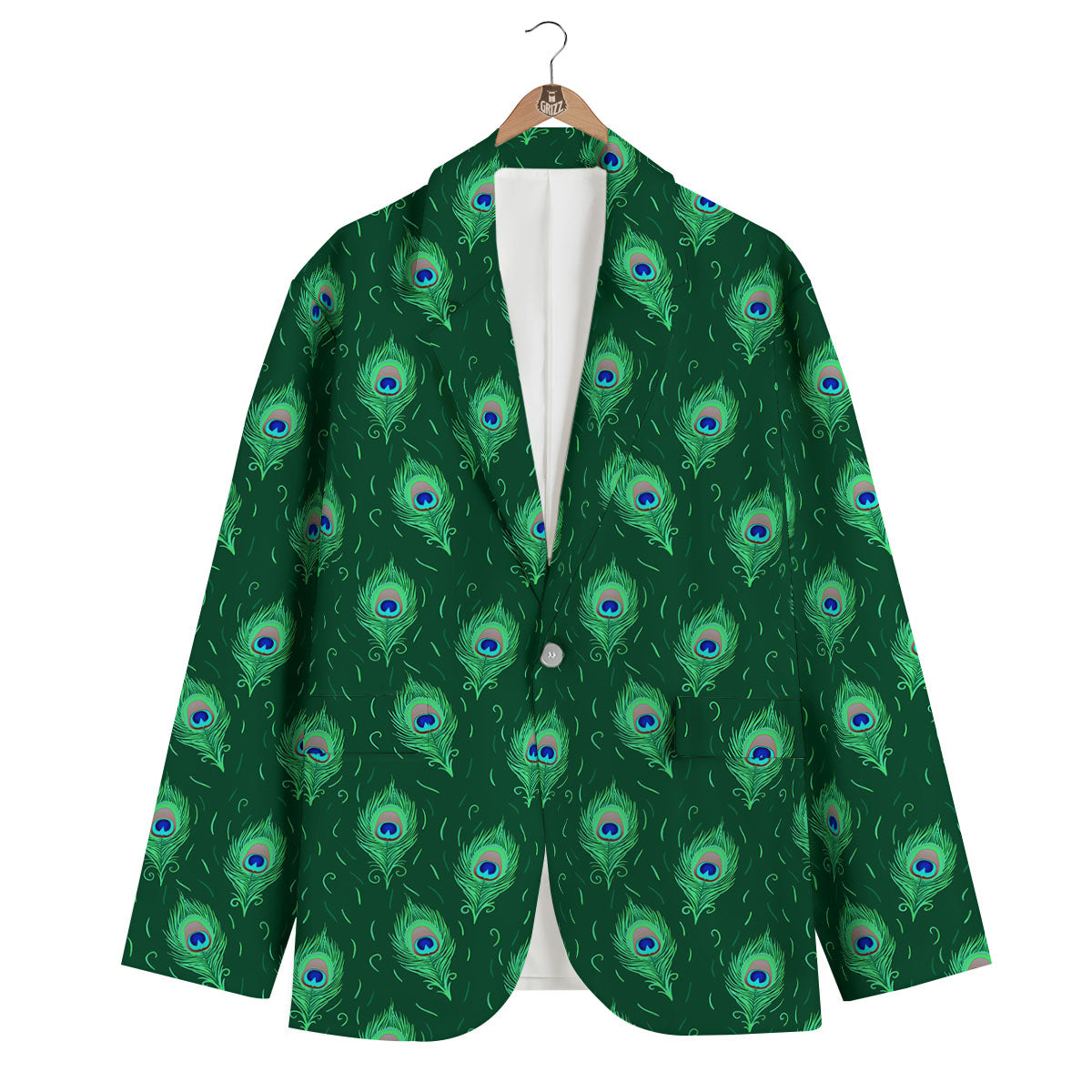 Feather Peacock Print Pattern Men's Blazer-grizzshop