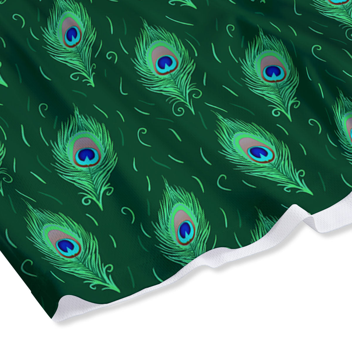 Feather Peacock Print Pattern Mesh Shorts-grizzshop