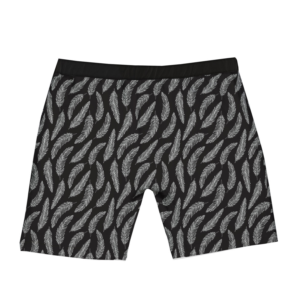 Feather White And Black Print Pattern Boxer Briefs-grizzshop