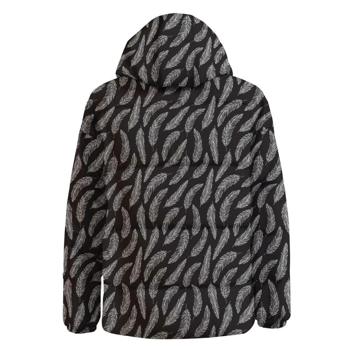 Feather White And Black Print Pattern Down Jacket-grizzshop