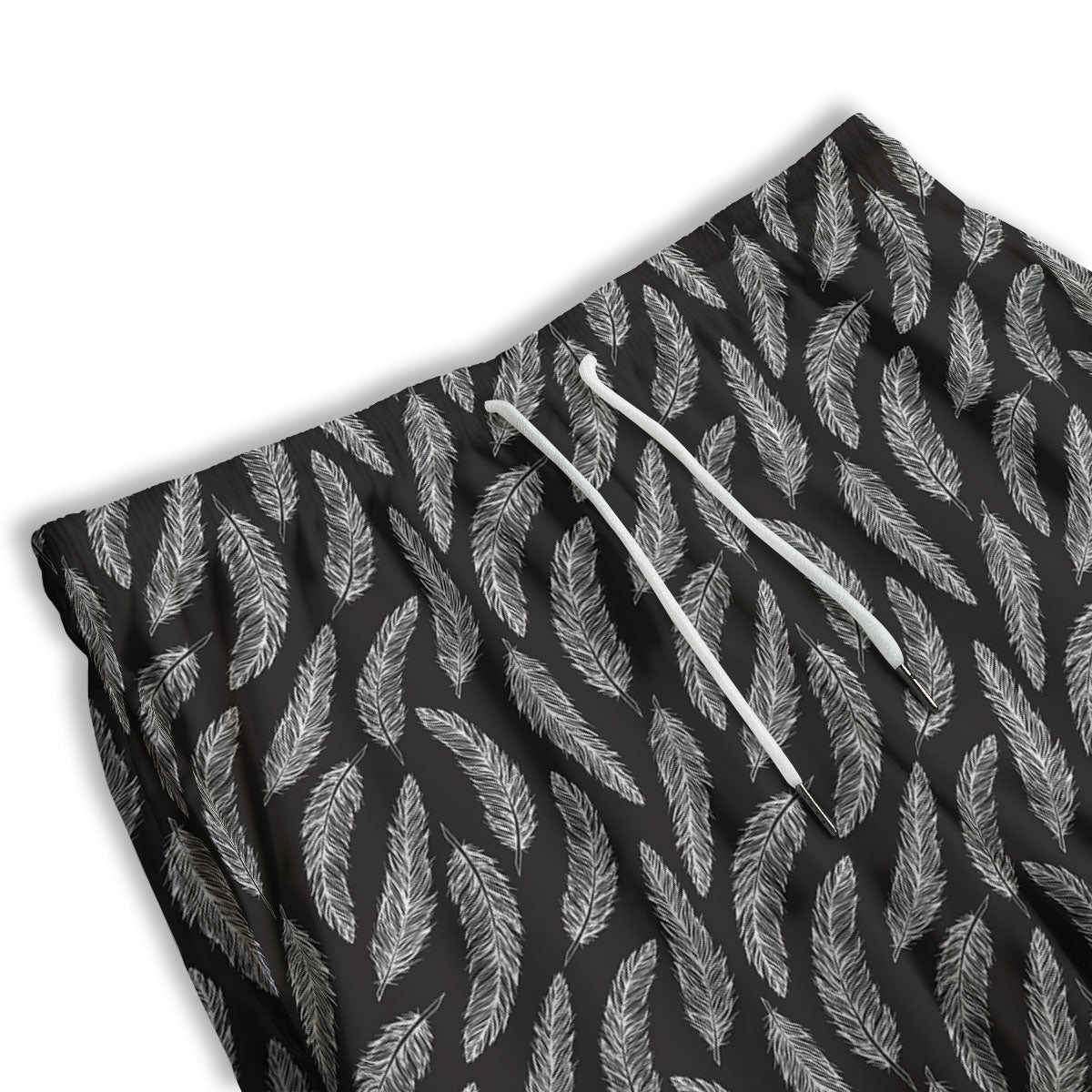 Feather White And Black Print Pattern Men's Athletic Shorts