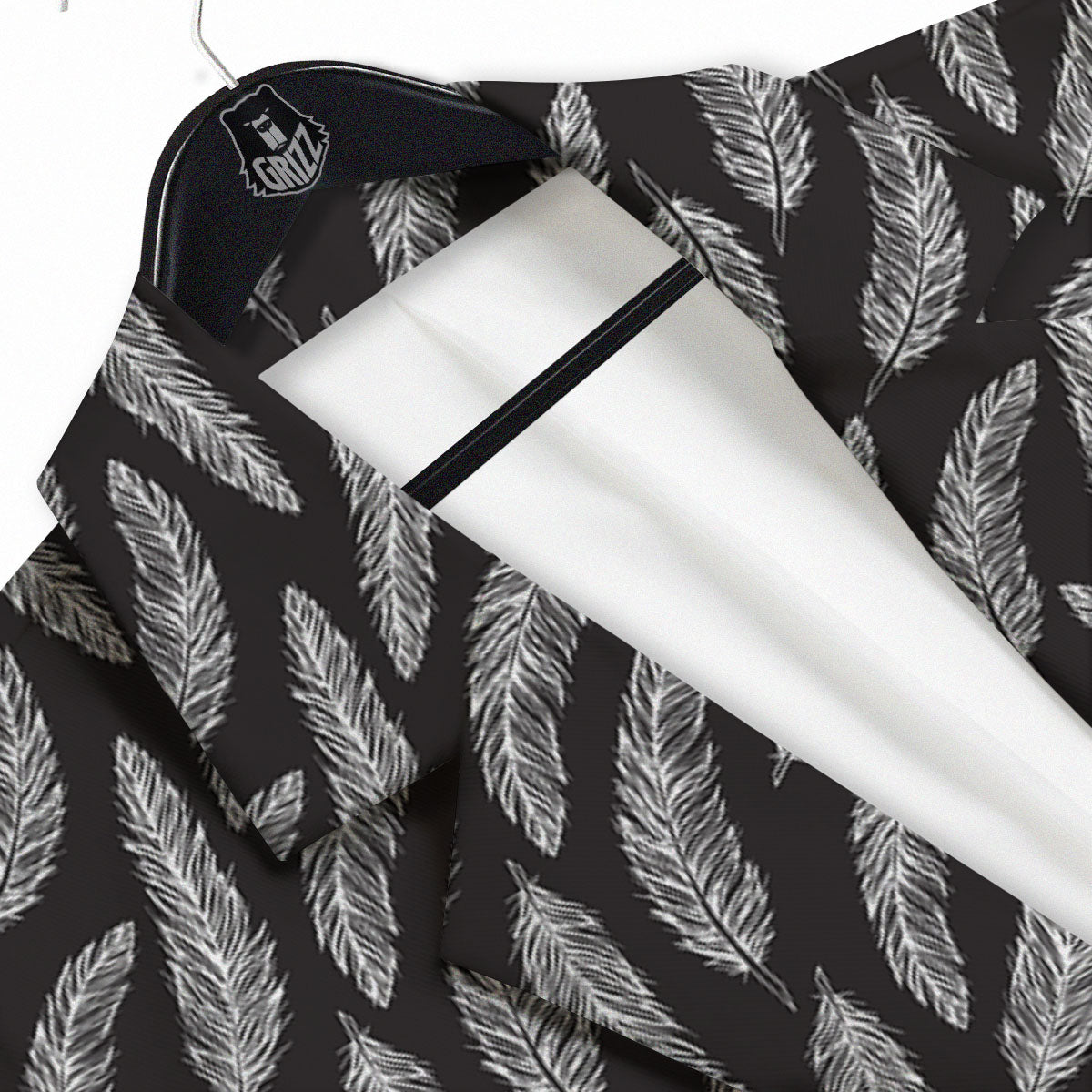 Feather White And Black Print Pattern Men's Sport Coat-grizzshop