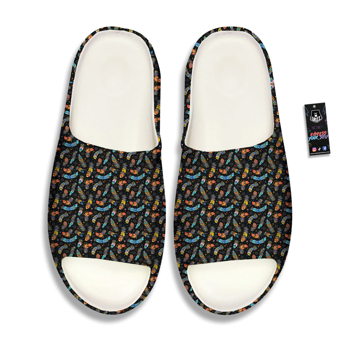 Feather Boho Print Pattern Sandals-grizzshop