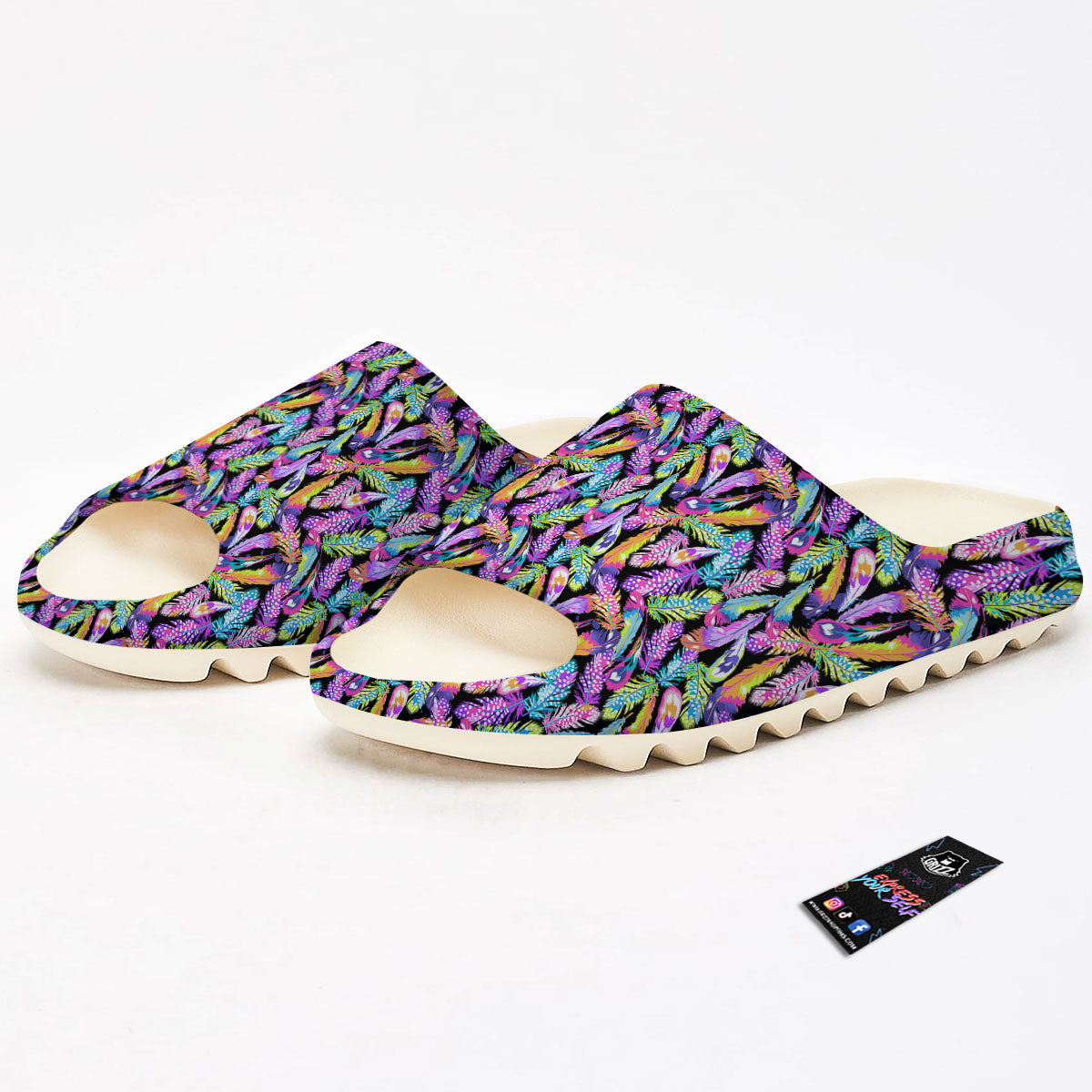 Feather Colorful Print Pattern Sandals-grizzshop
