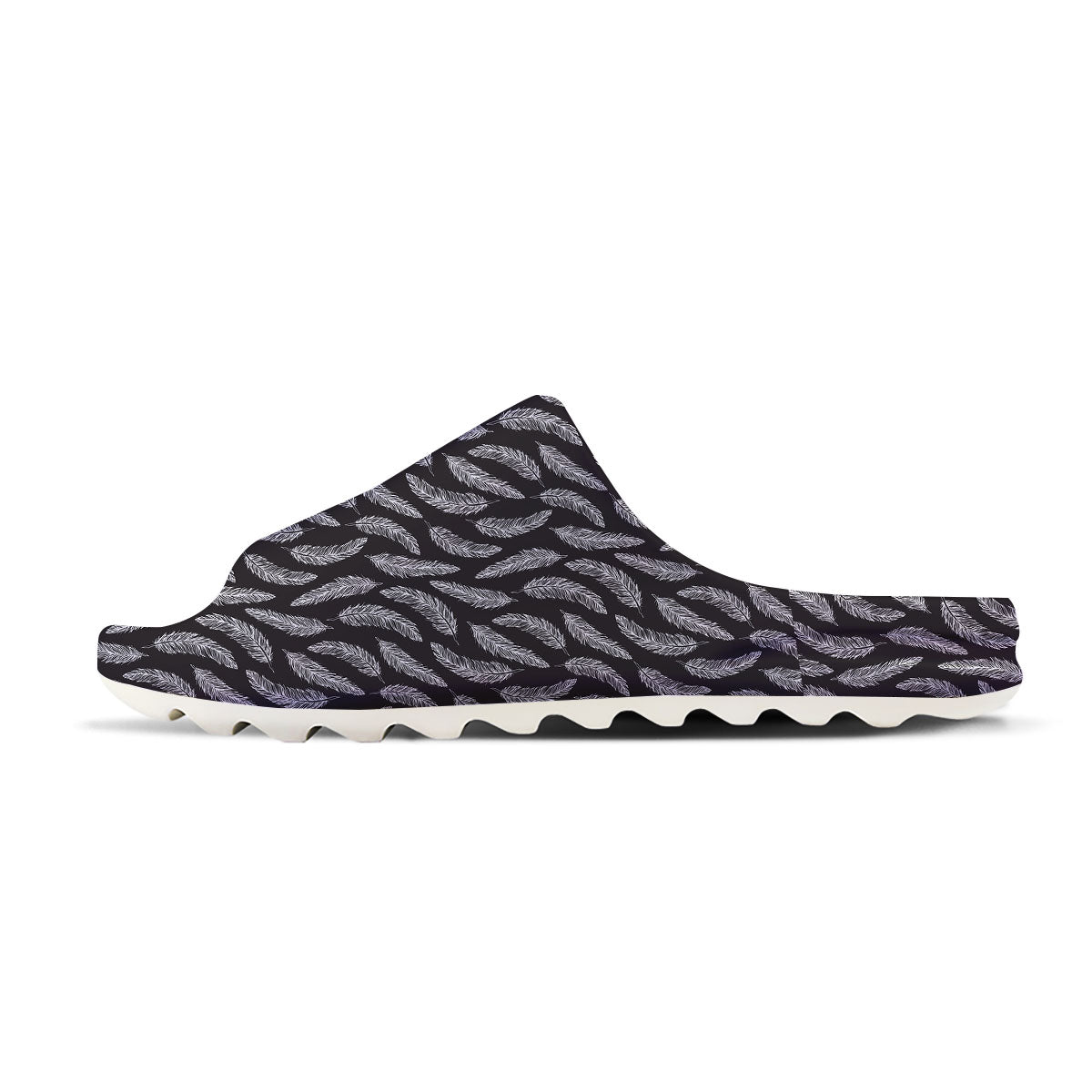 Feather White And Black Print Pattern Sandals-grizzshop