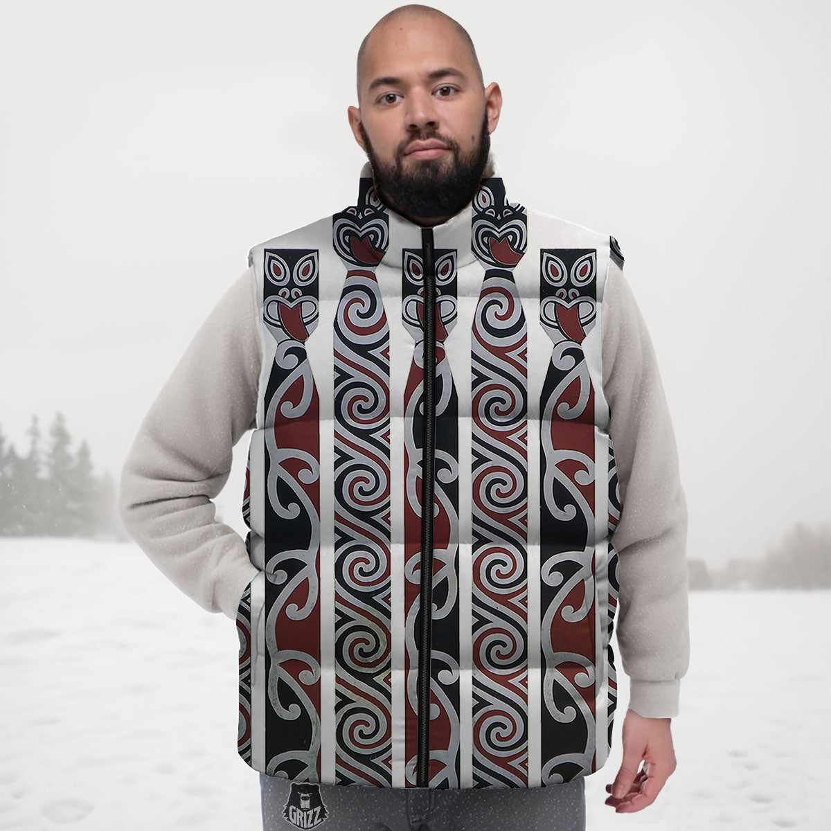 Fence Maori Print Down Vest