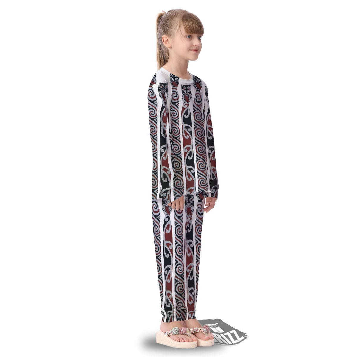 Fence Maori Print Kid's Pajamas-grizzshop
