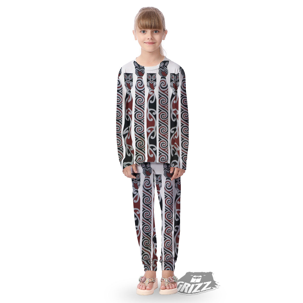 Fence Maori Print Kid's Pajamas-grizzshop