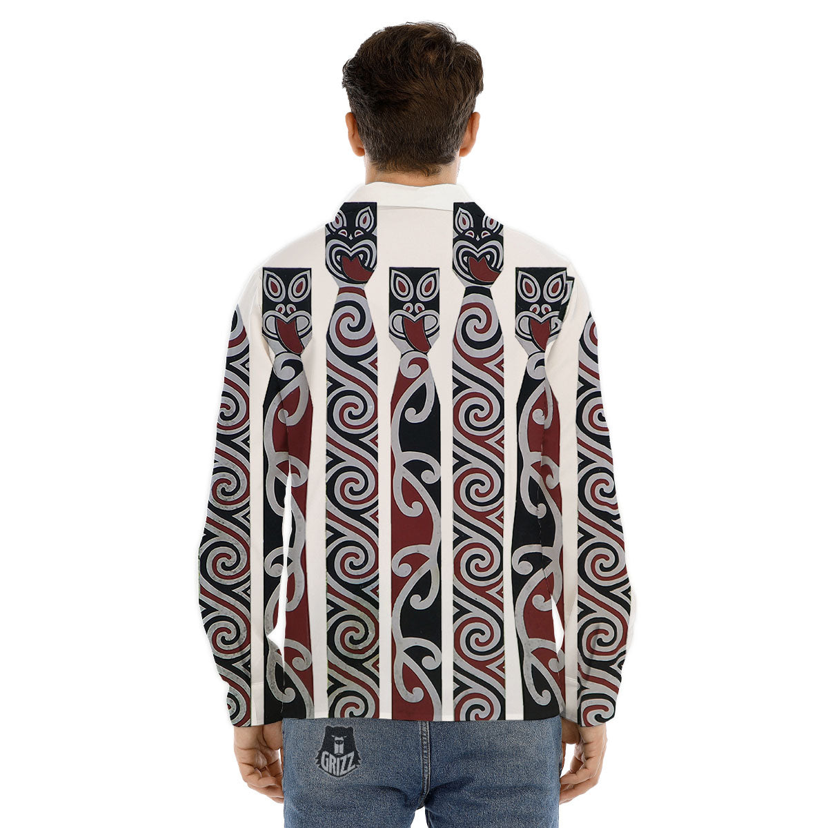 Fence Maori Print Men's Dress Shirts-grizzshop