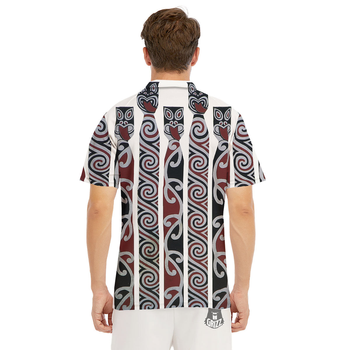 Fence Maori Print Men's Golf Shirts-grizzshop