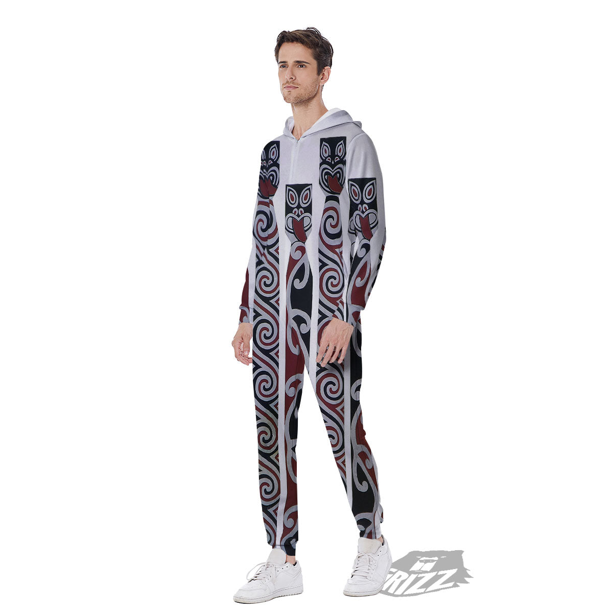 Fence Maori Print Men's Jumpsuit-grizzshop