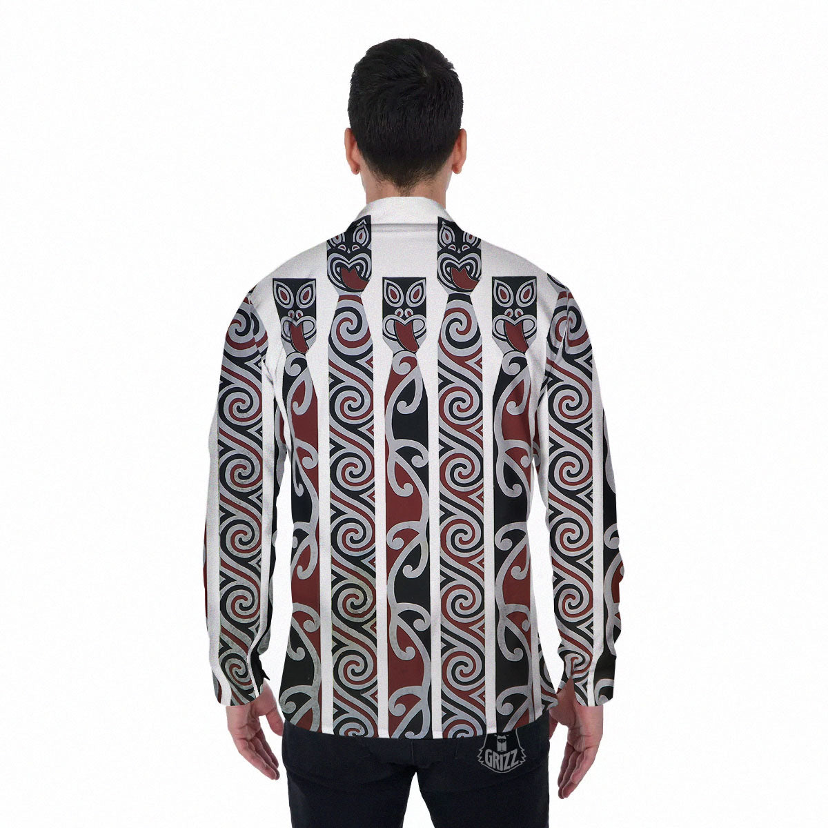 Fence Maori Print Men's Long Sleeve Shirts-grizzshop