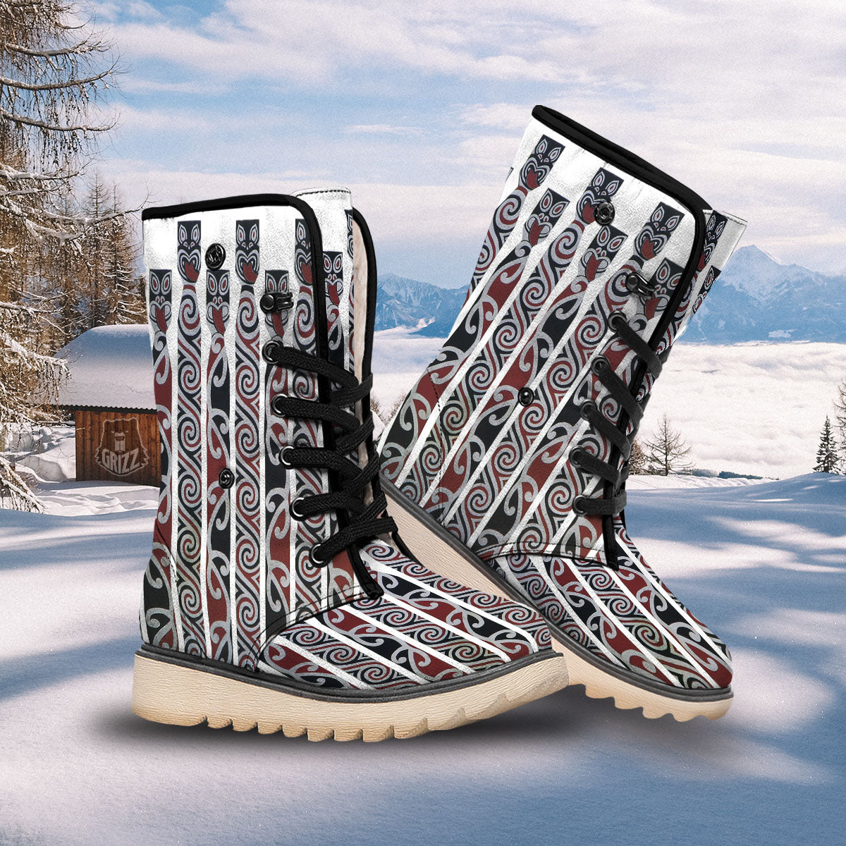Fence Maori Print Snow Boots-grizzshop