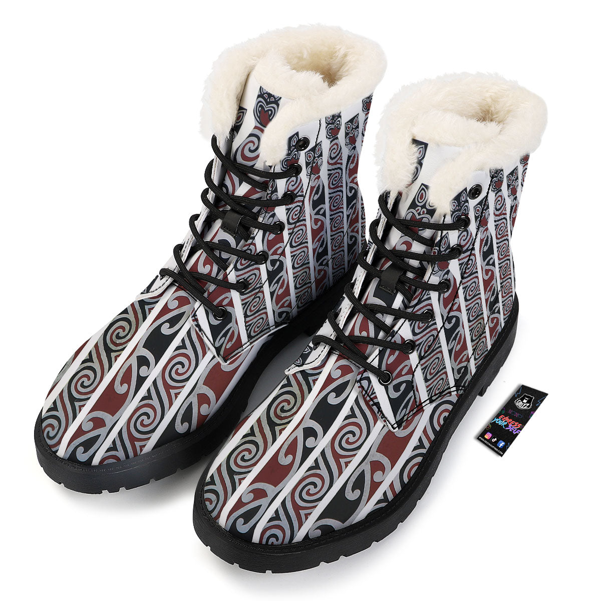 Fence Maori Print Winter Boots-grizzshop