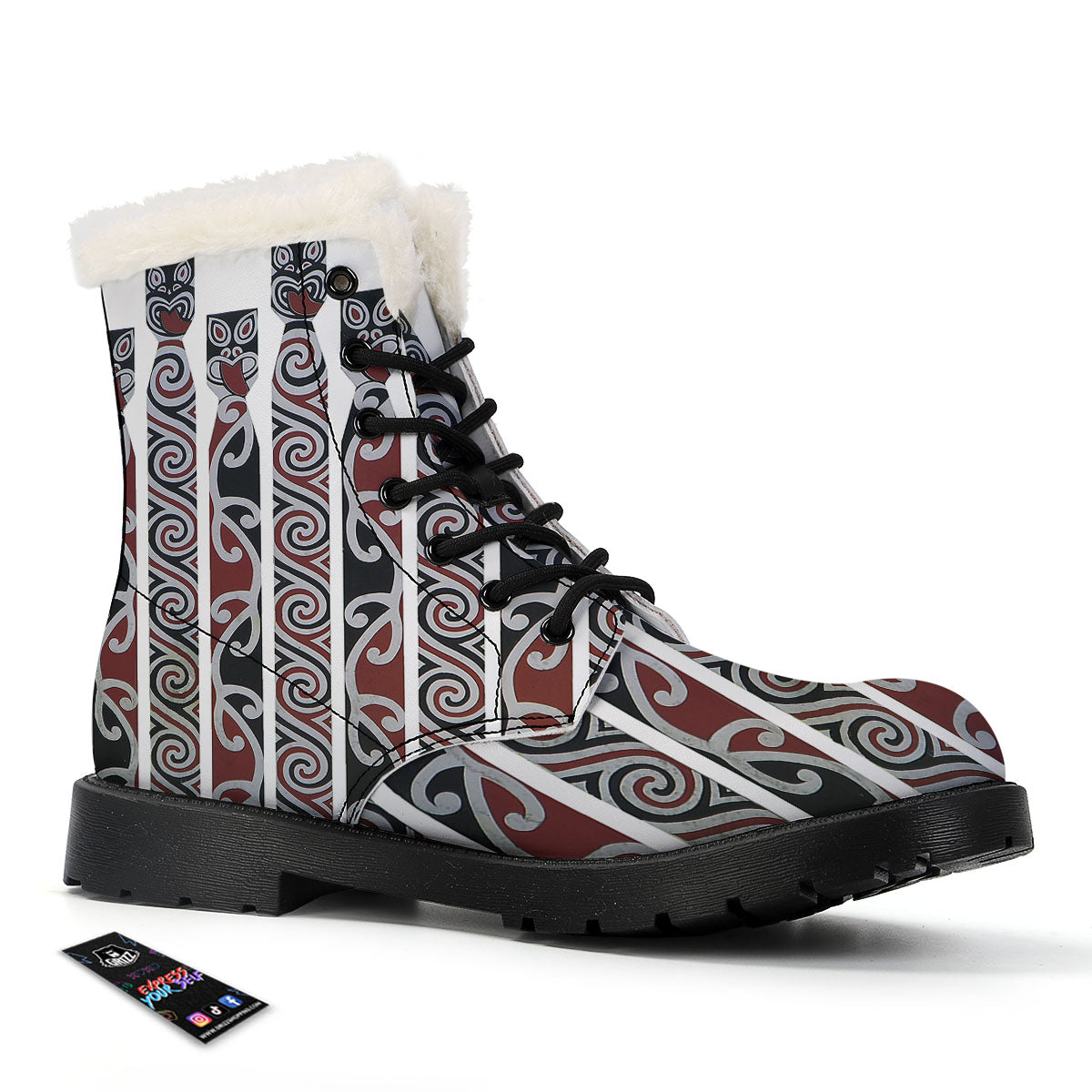 Fence Maori Print Winter Boots-grizzshop