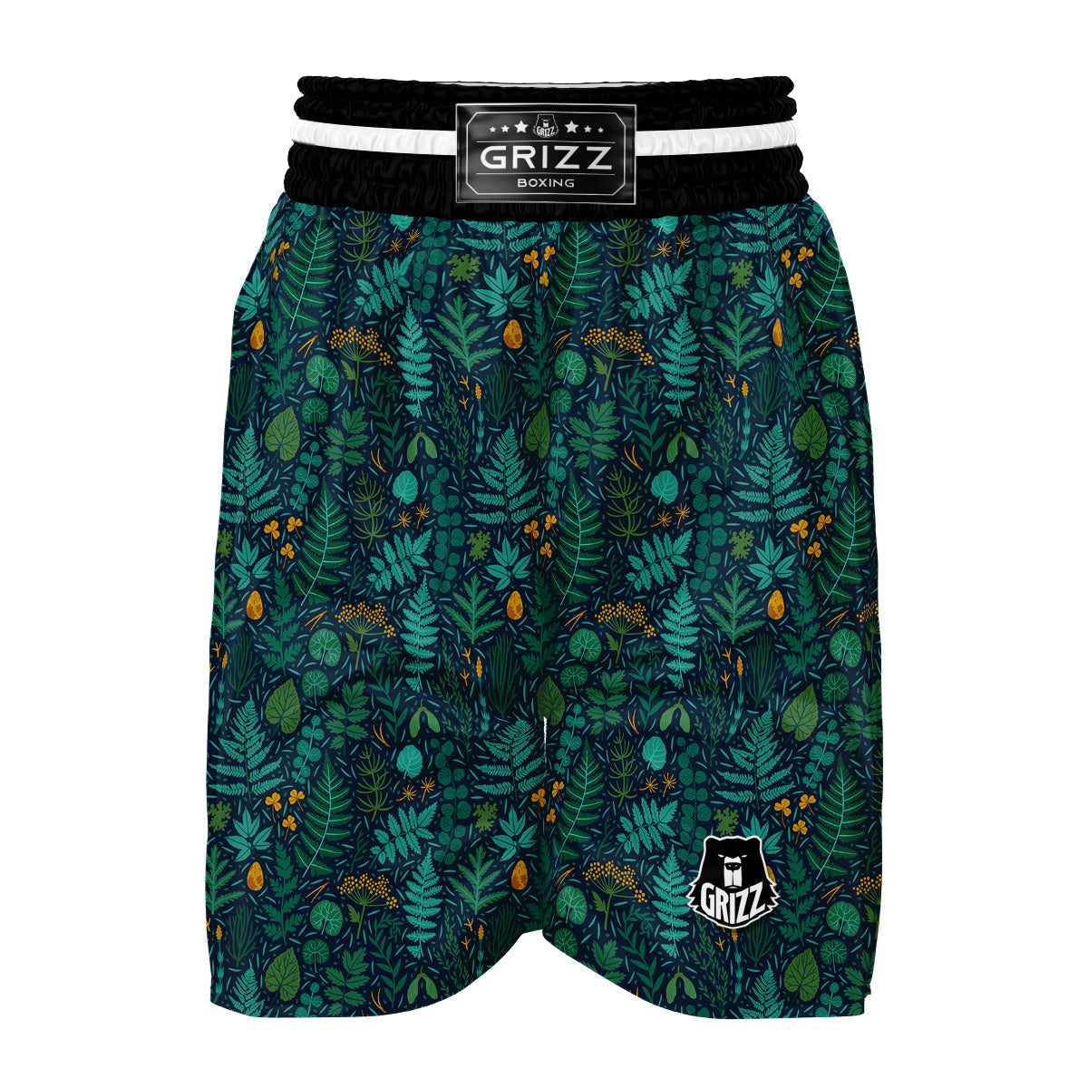 Fern And Leaf Green Print Pattern Boxing Shorts-grizzshop