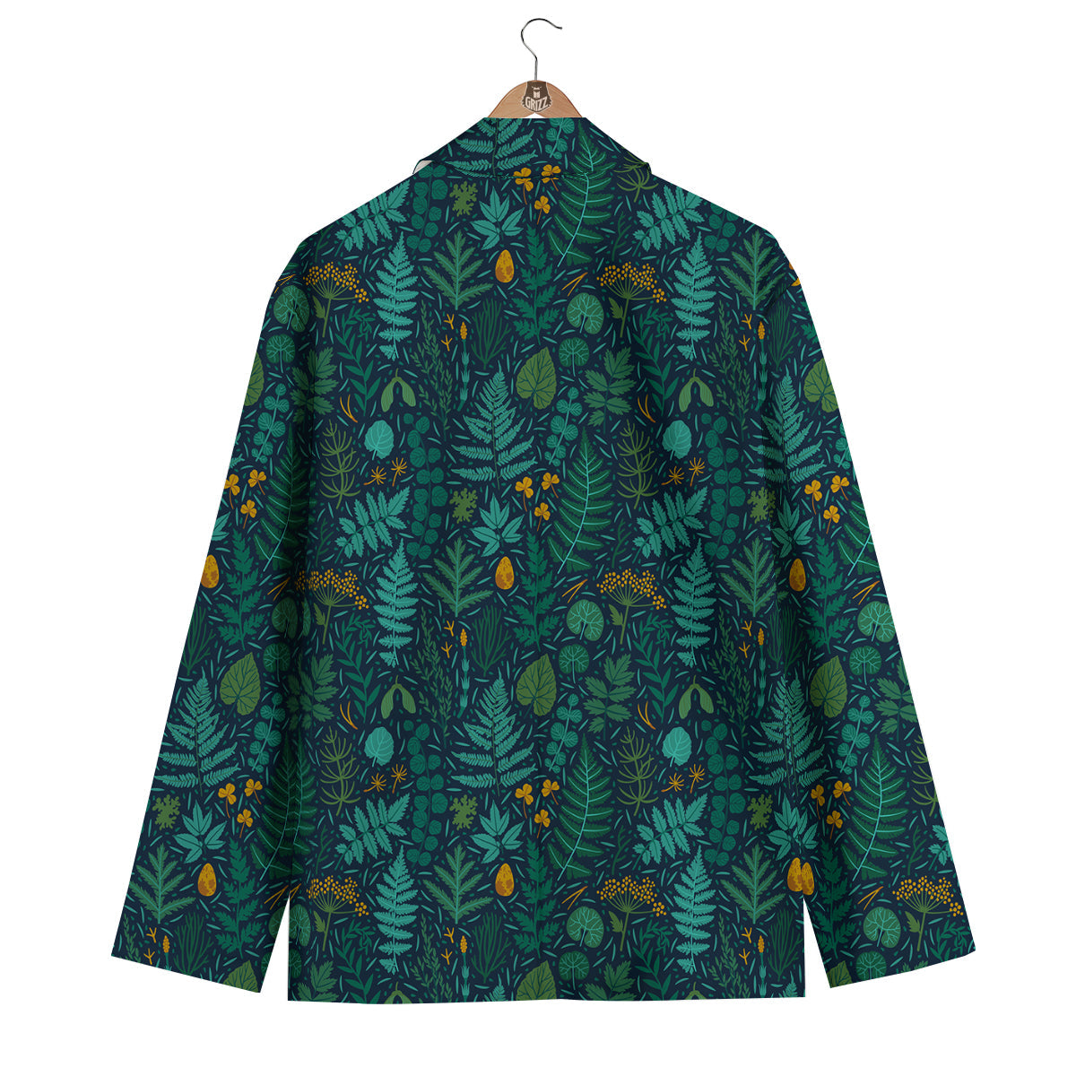 Fern And Leaf Green Print Pattern Men's Blazer-grizzshop