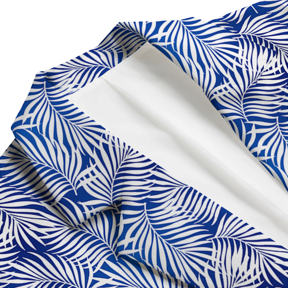 Fern Leaf Blue White Print Pattern Men's Blazer-grizzshop