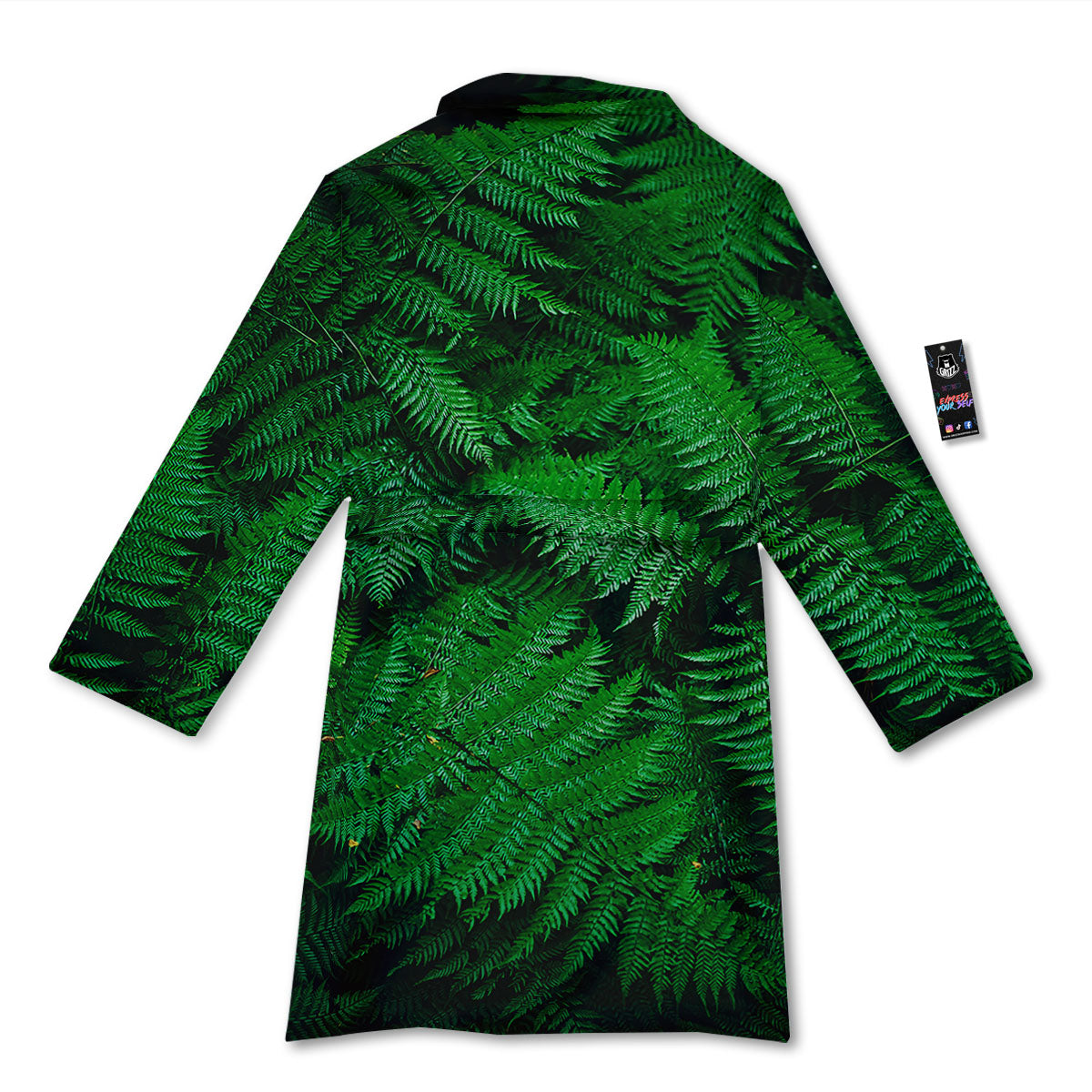 Fern Leaf Green Print Bathrobe-grizzshop