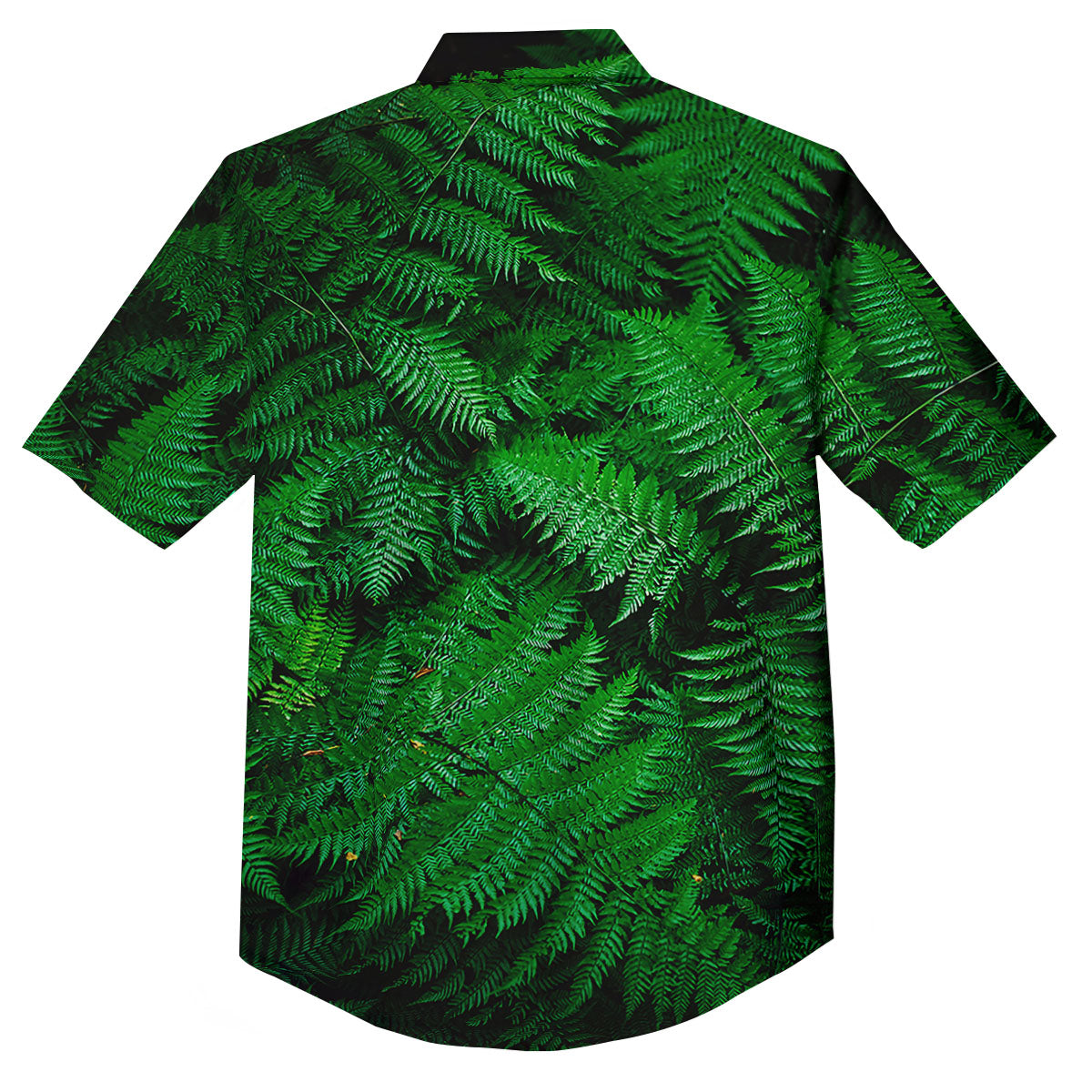 Fern Leaf Green Print Button Up Shirt-grizzshop