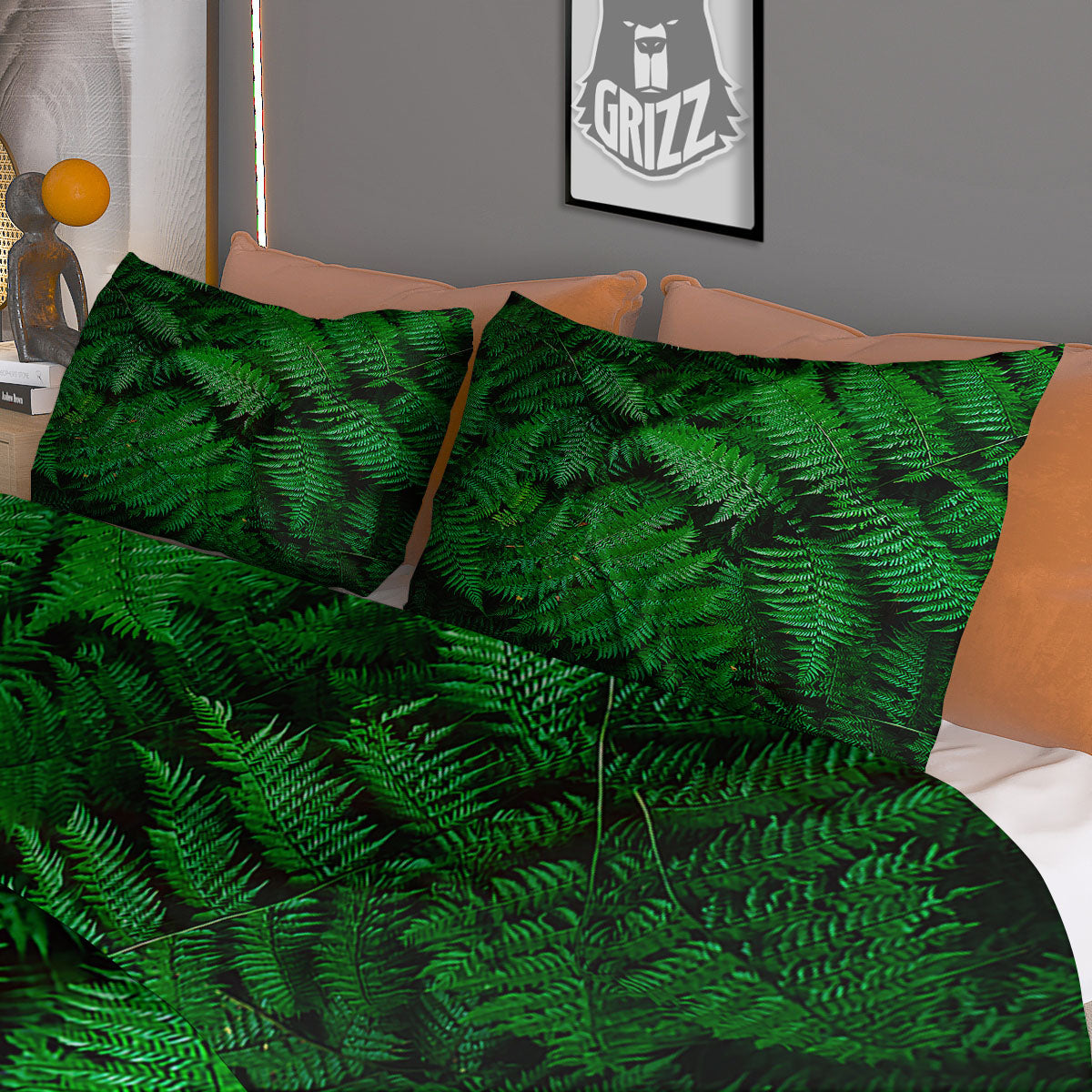 Fern Leaf Green Print Duvet Cover Bedding Set