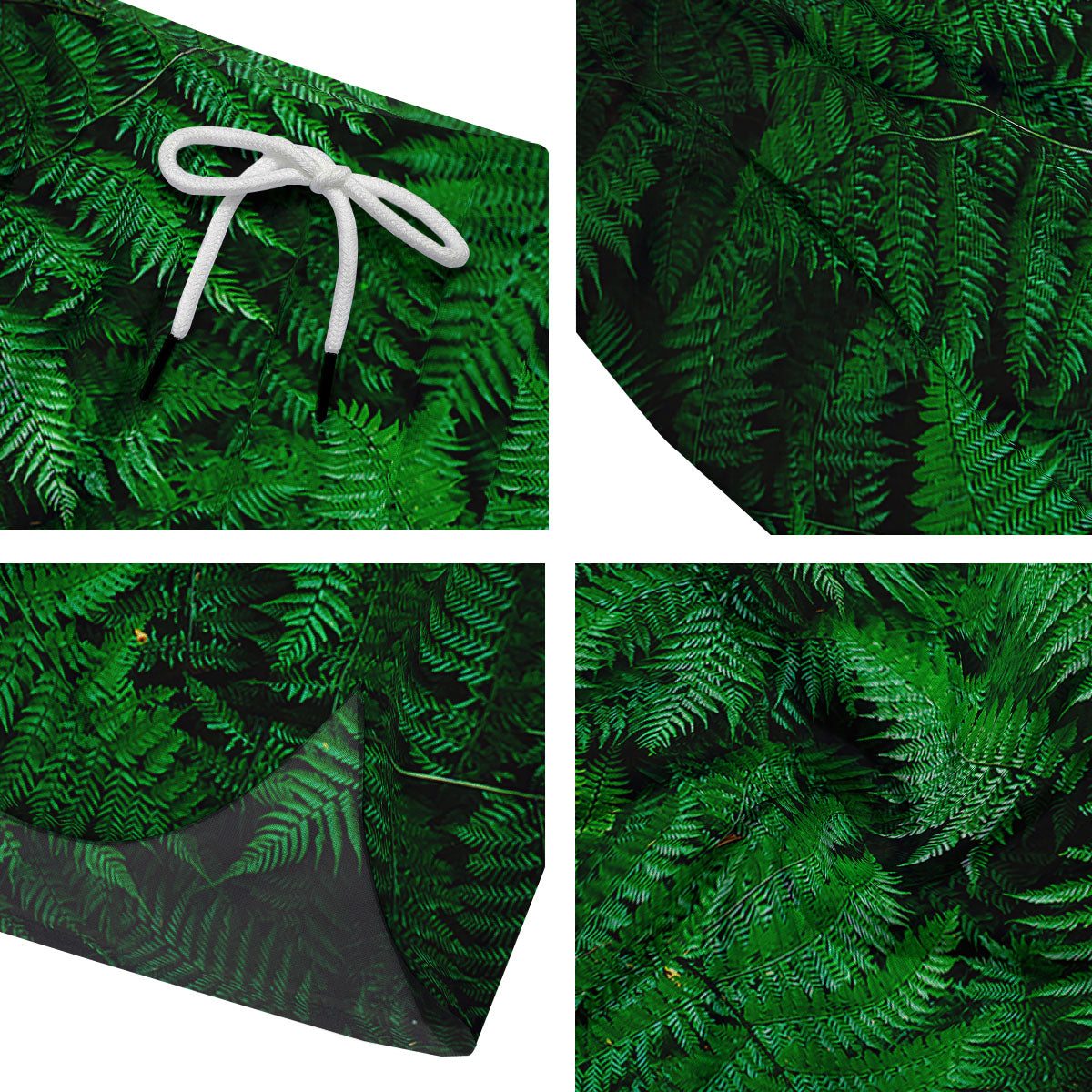 Fern Leaf Green Print Men's Running Shorts-grizzshop