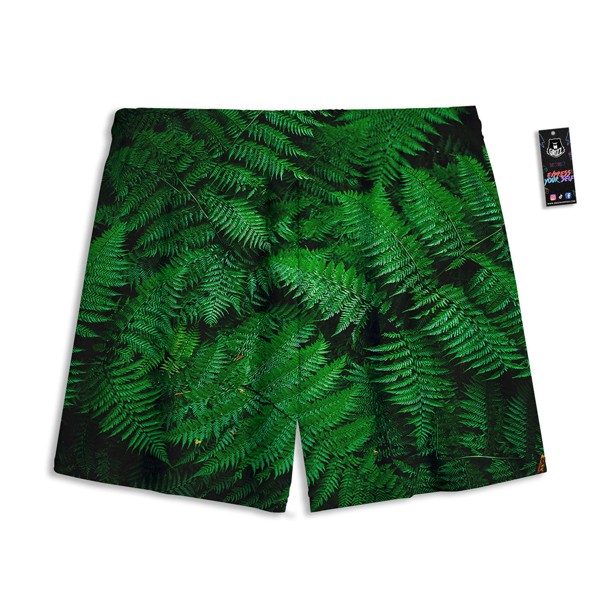 Fern Leaf Green Print Mesh Shorts