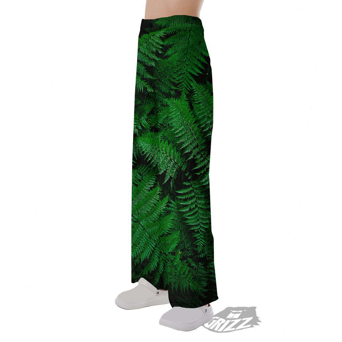 Fern Leaf Green Print Pajama Pants-grizzshop