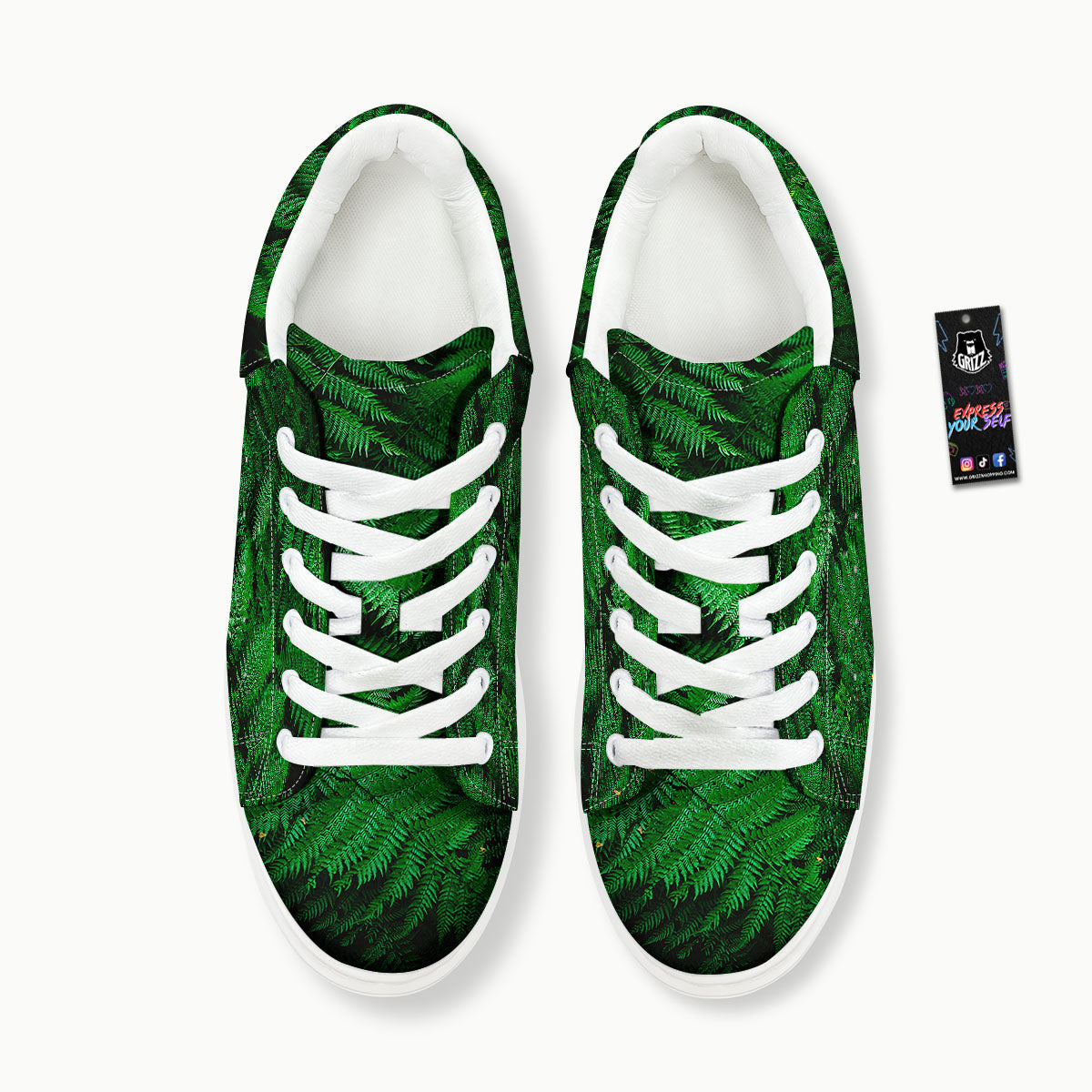 Fern Leaf Green Print Platform Shoes-grizzshop