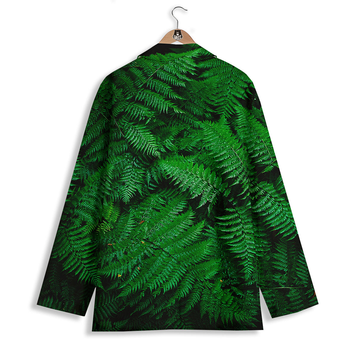 Fern Leaf Green Print Women's Blazer-grizzshop