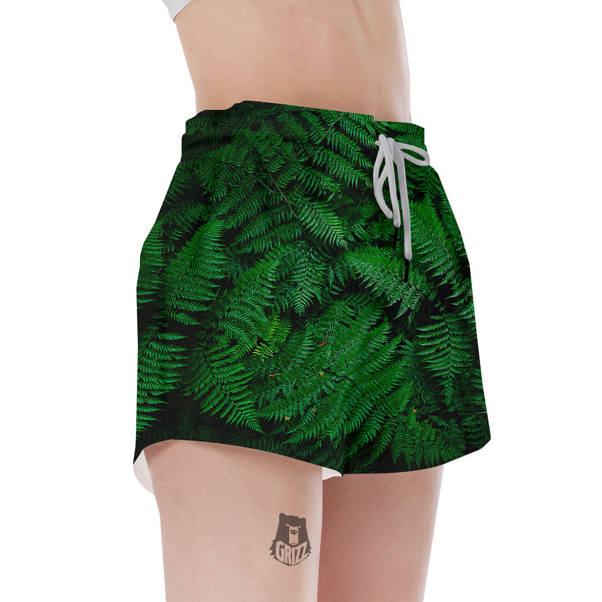 Fern Leaf Green Print Women's Shorts-grizzshop