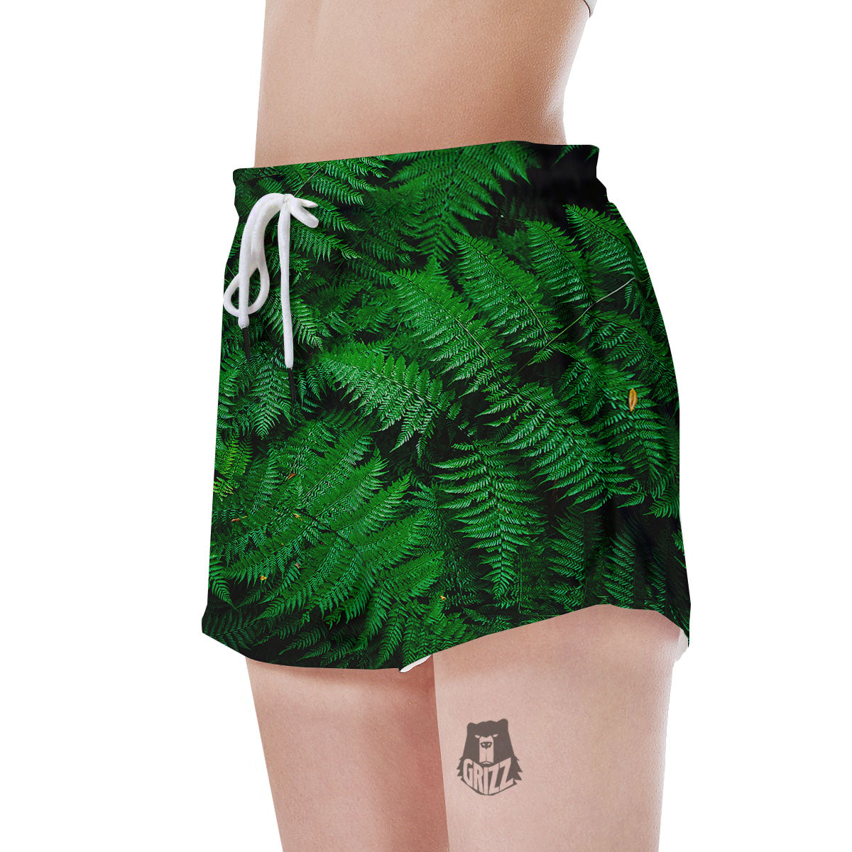 Fern Leaf Green Print Women's Shorts-grizzshop