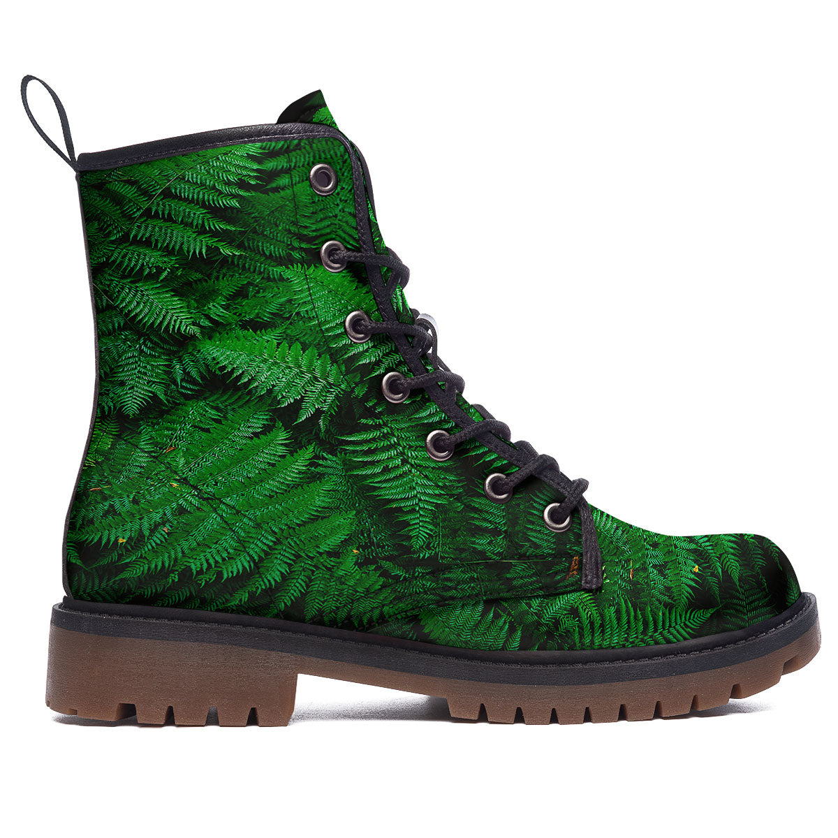 Fern Leaf Green Print Work Boots-grizzshop