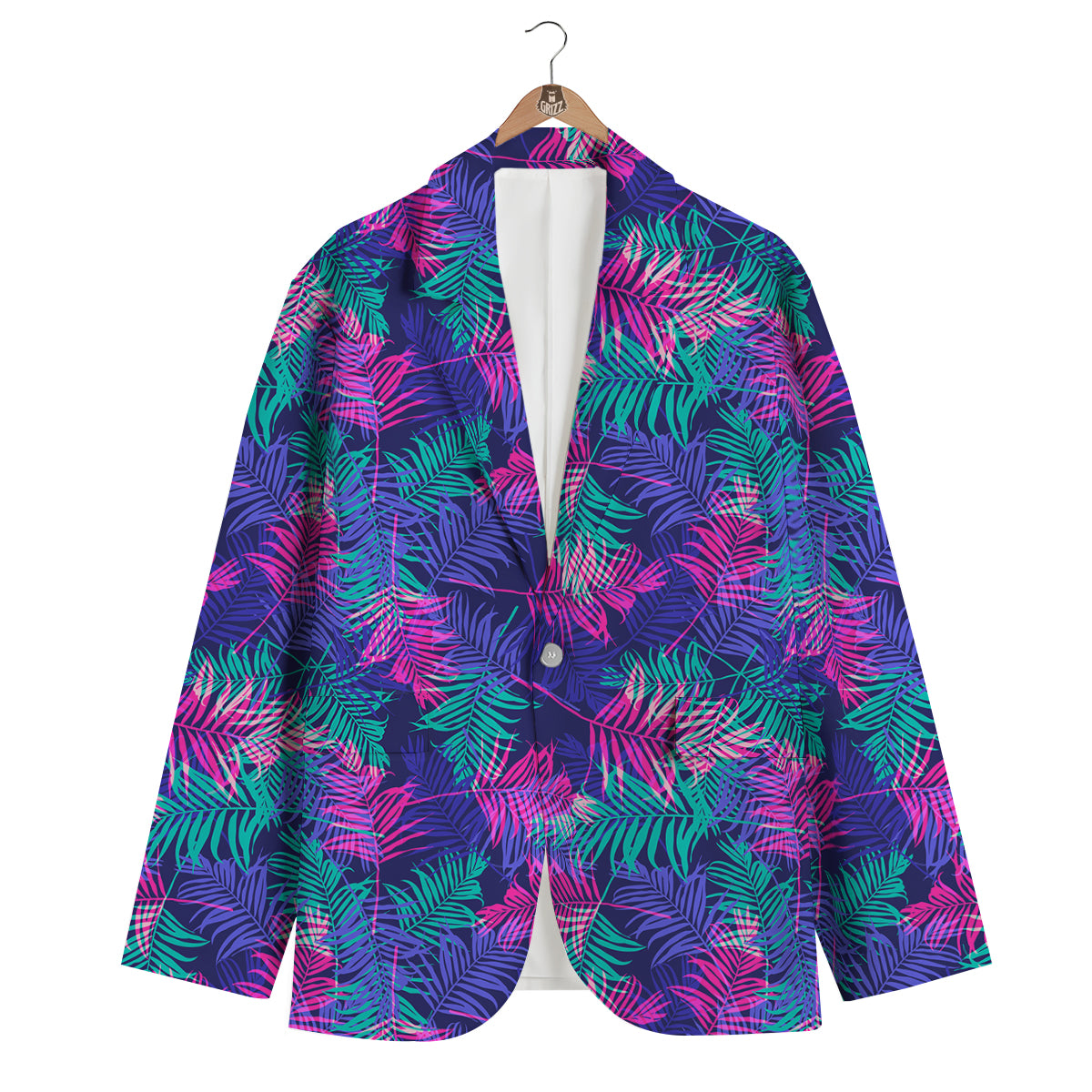 Fern Leaf Psychedelic Color Print Pattern Men's Blazer-grizzshop