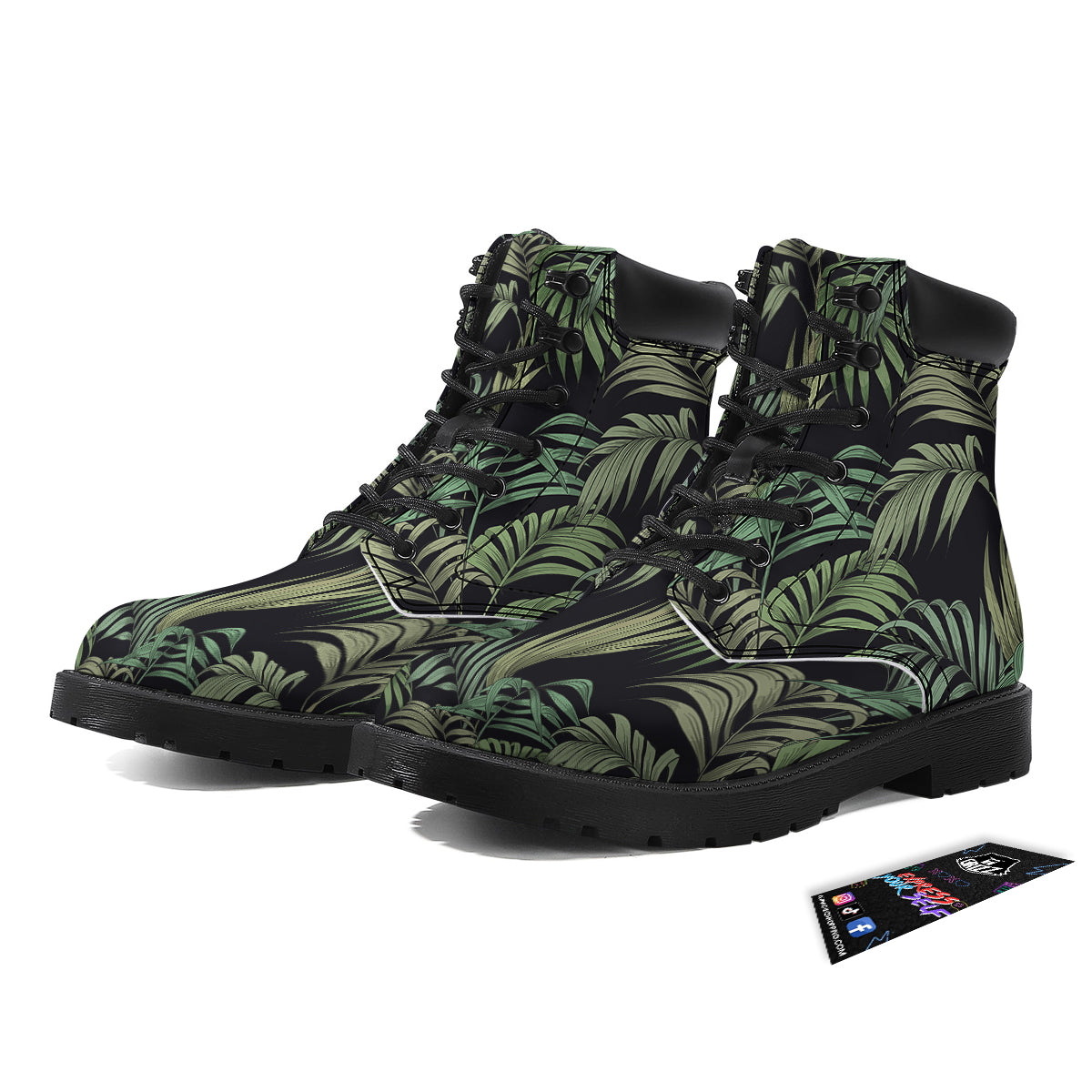 Fern Leaf Tropical Print Pattern Boots-grizzshop