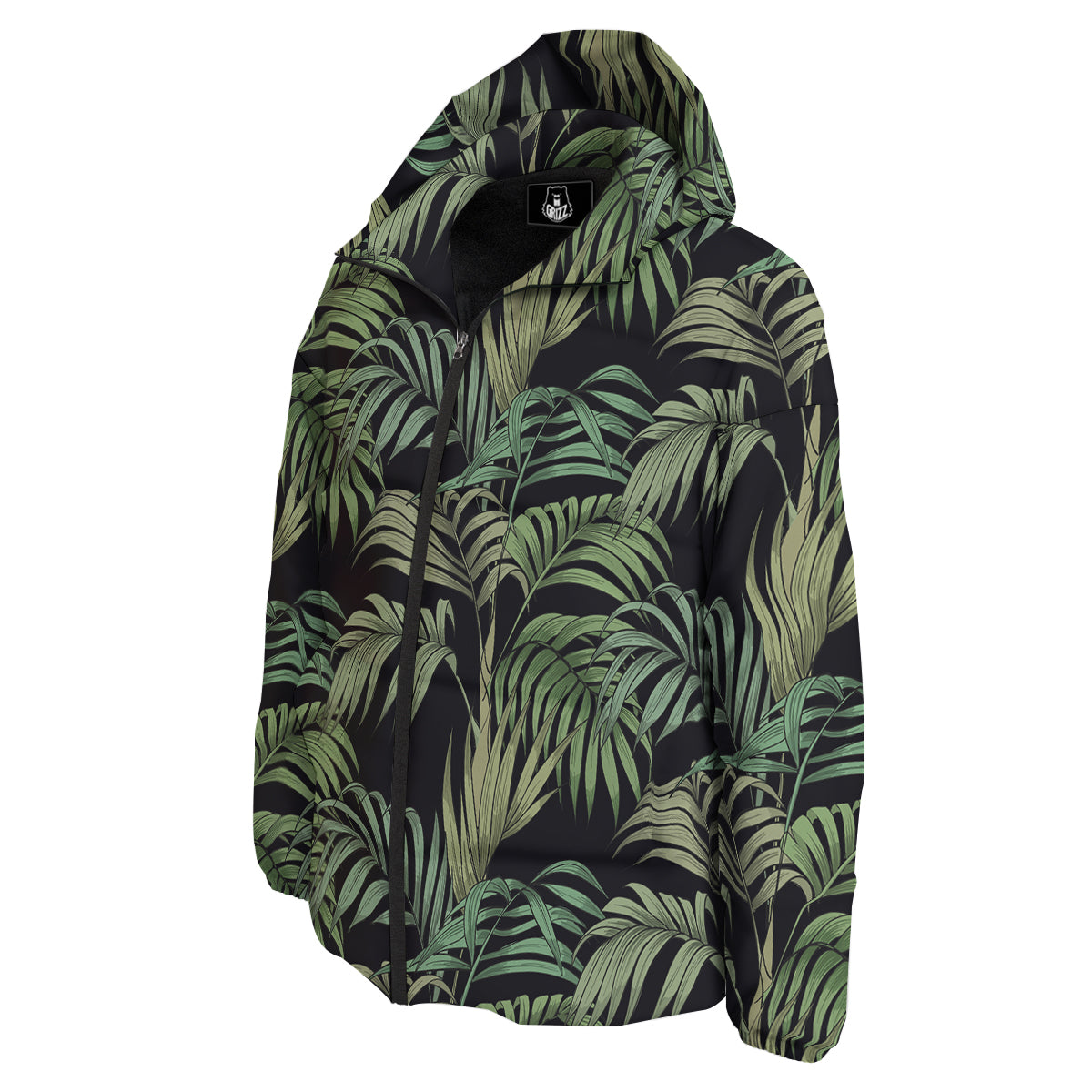 Fern Leaf Tropical Print Pattern Down Jacket-grizzshop